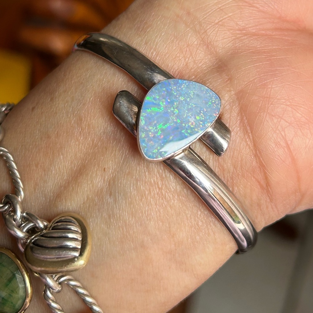 Jay King DTR Mine Finds Sterling Silver Opal Bypass Style Cuff Bangle